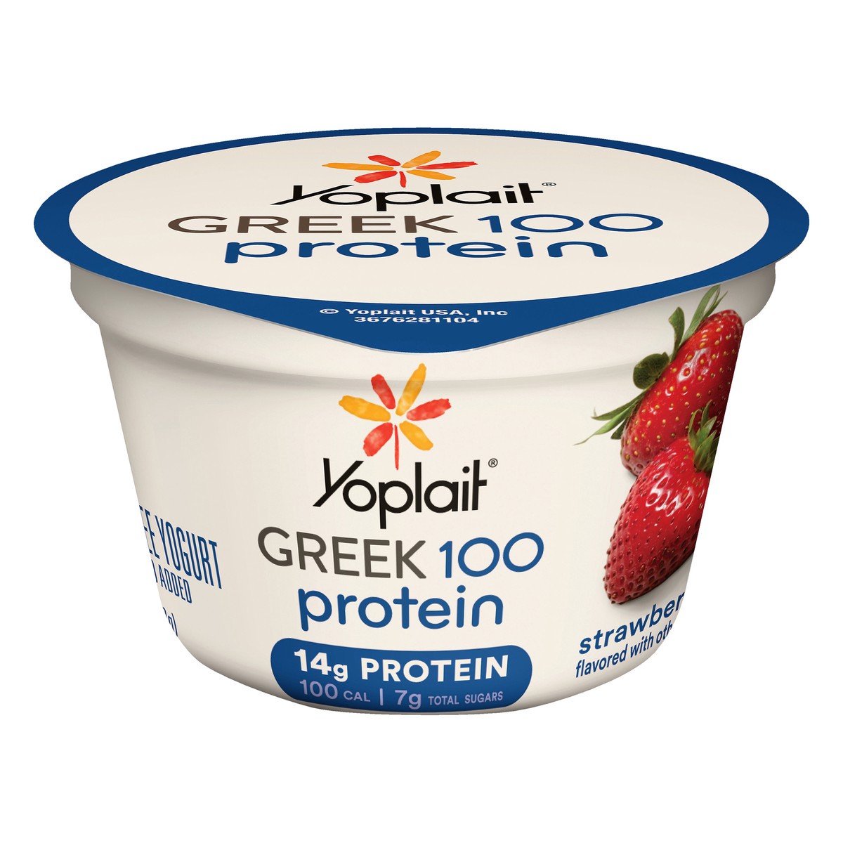 slide 1 of 13, Yoplait Greek 100 Protein Fat Free Strawberry Yogurt 5.3 oz, 5.3 oz