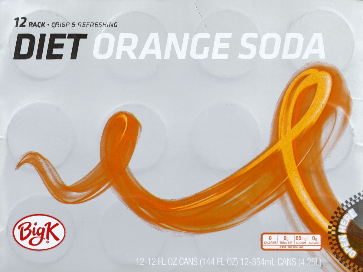 slide 5 of 6, Big K Diet Orange Soda, 12 ct; 12 fl oz