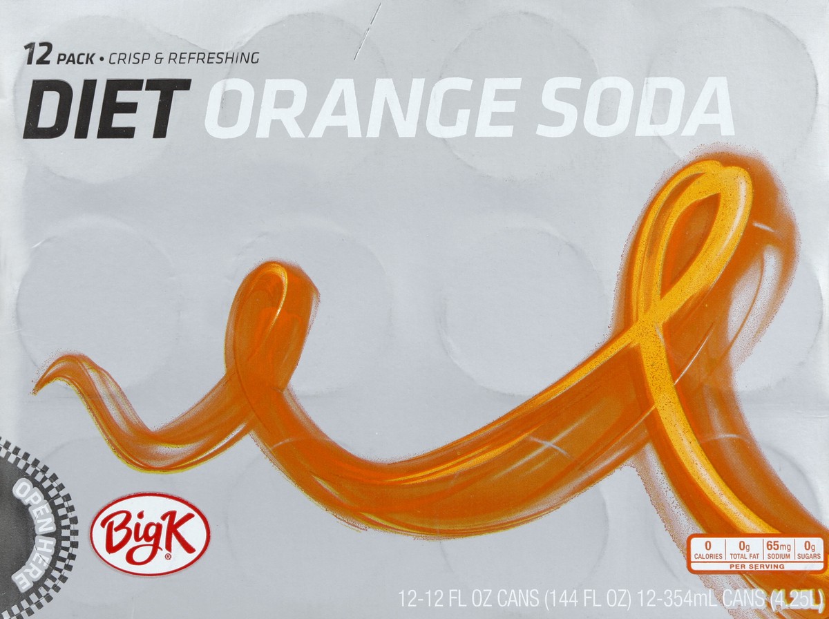 slide 6 of 6, Big K Diet Orange Soda, 12 ct; 12 fl oz