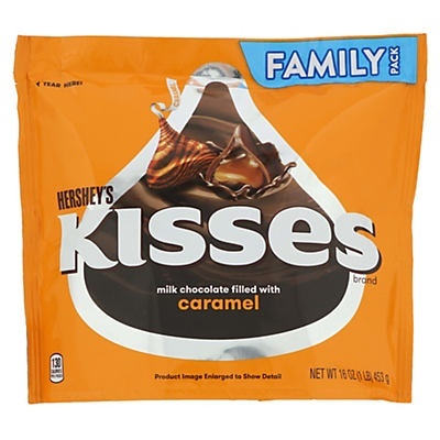 slide 1 of 1, Hershey's Kisses Milk Chocolate Filled with Caramel Candy, 16 oz