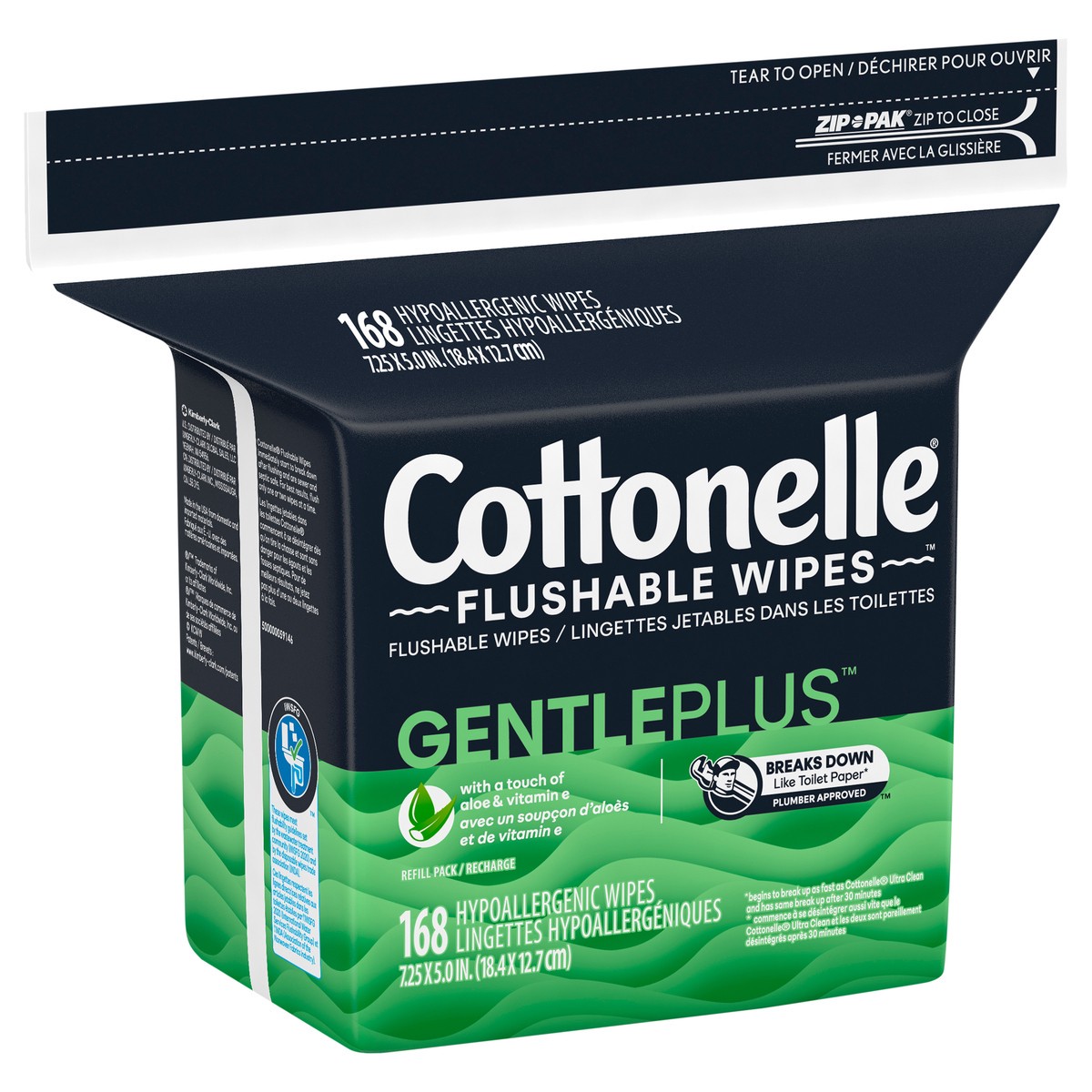 slide 4 of 10, Cottonelle GentlePlus Flushable Wet Wipes with Aloe & Vitamin E, Adult Wet Wipes, 1 Refill Pack, 168 Wipes Per Pack, 168 ct