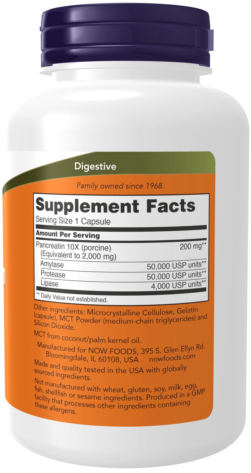 slide 3 of 4, NOW Supplements Pancreatin 2000 - 250 Capsules, 250 ct