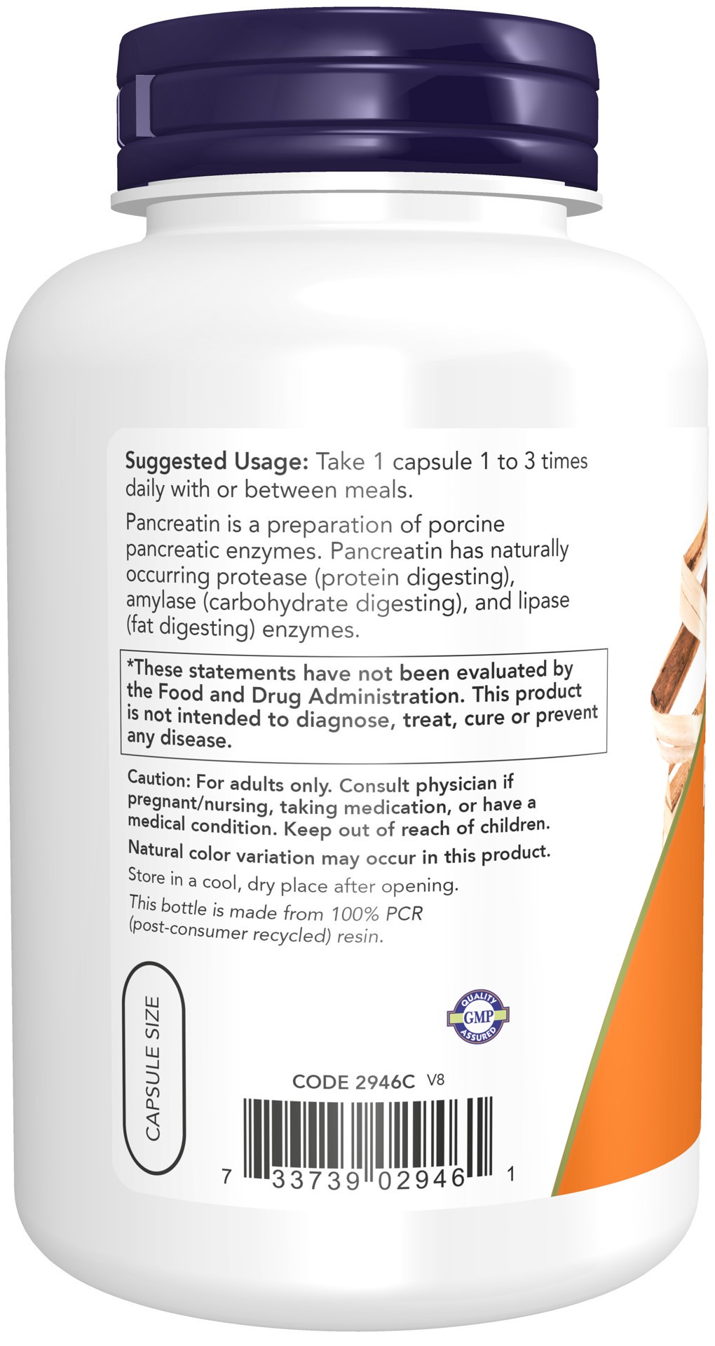 slide 4 of 4, NOW Supplements Pancreatin 2000 - 250 Capsules, 250 ct