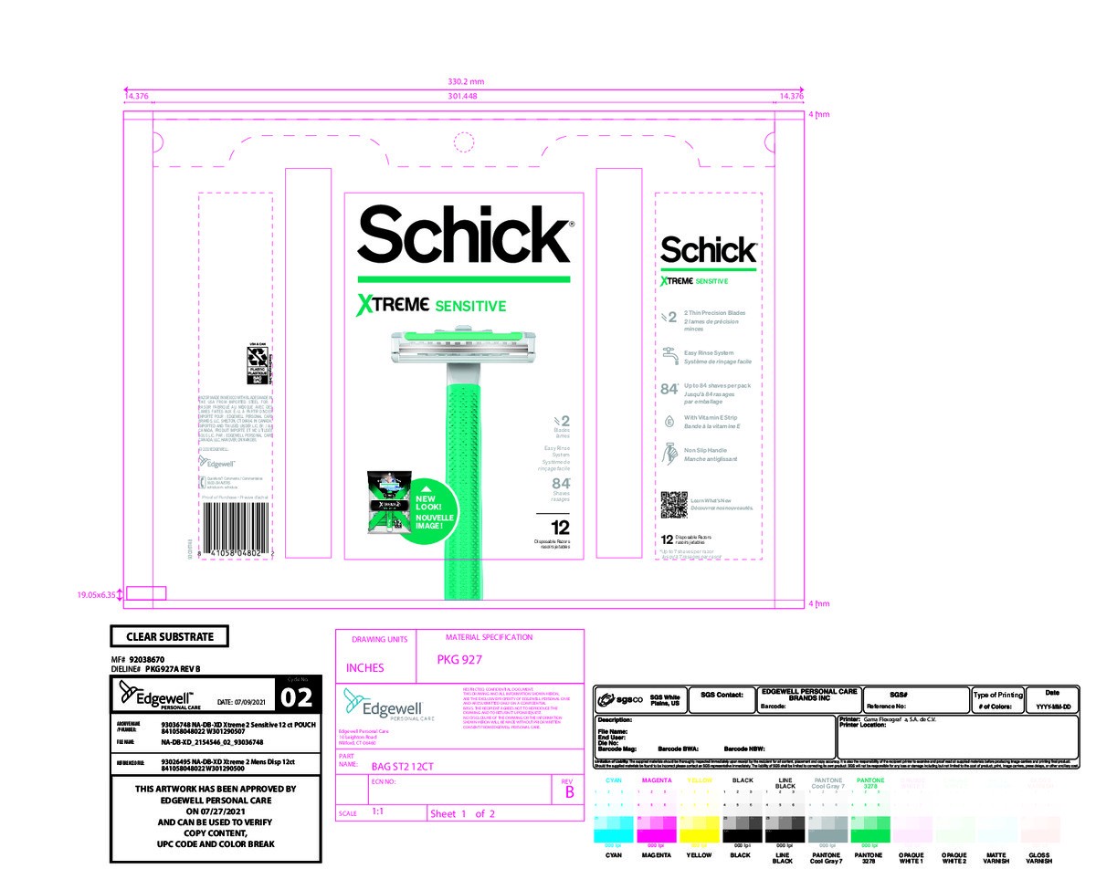 slide 3 of 11, Schick Xtreme 2 Sensitive Disposable Razor, 12 ct