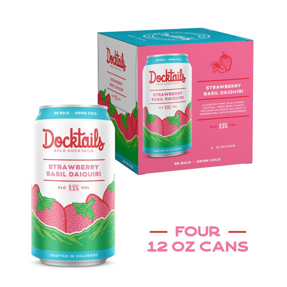slide 4 of 4, Dry Dock Docktails Strawberry Basil Daiquiri Cocktail, 4 ct; 12 fl oz