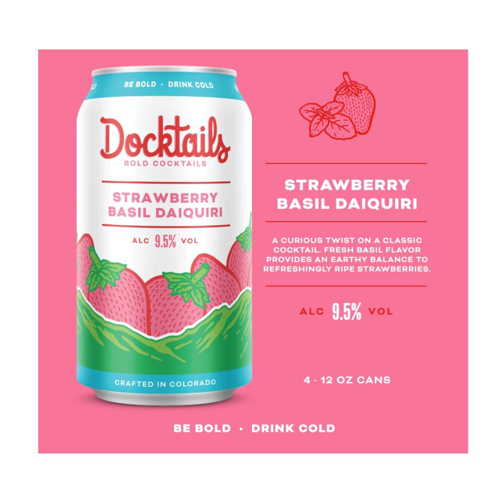 slide 2 of 4, Dry Dock Docktails Strawberry Basil Daiquiri Cocktail, 4 ct; 12 fl oz