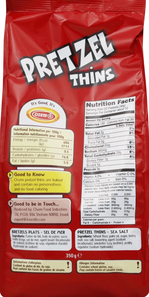 slide 3 of 6, Osem Pretzel Thins Sea Salt, 12.35 oz