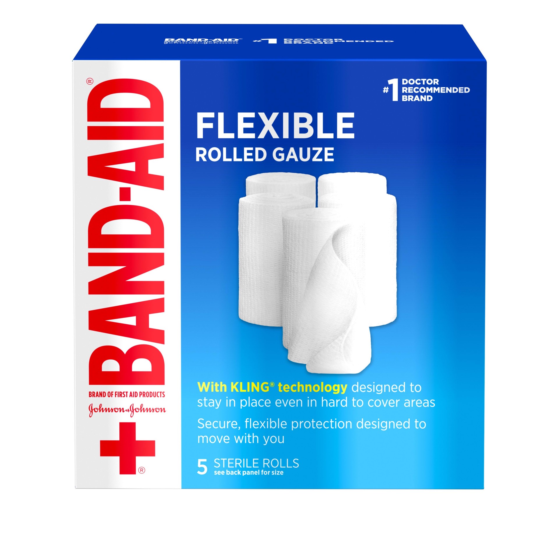 slide 2 of 5, BAND-AID Band Aid Brand Flexible Rolled Medical Gauze, 3 in x 2.1 yd, 5 ct, 5 ct
