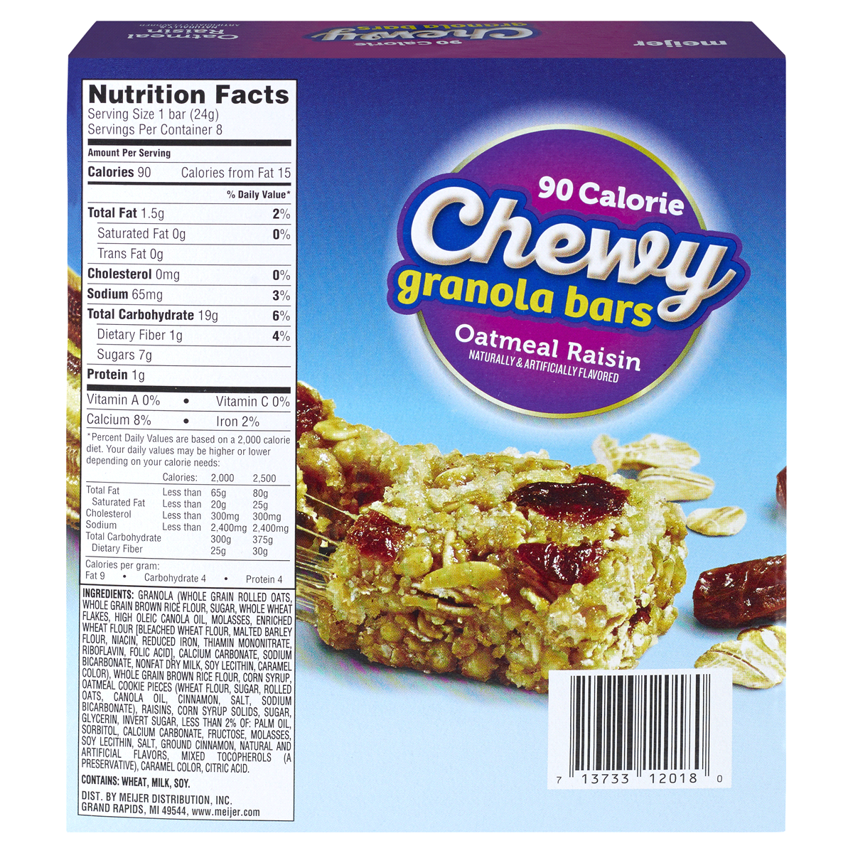 slide 3 of 5, Meijer Chewy Oatmeal Raisin Granola Bars, 8 ct