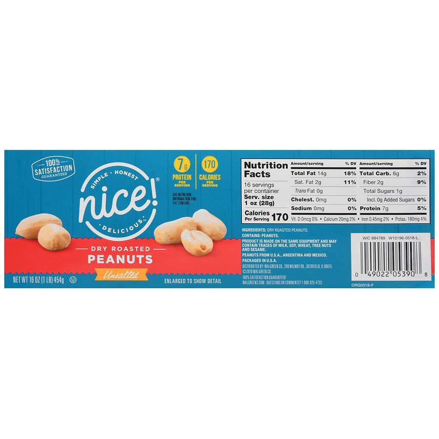 slide 2 of 5, Nice! Dry Roasted Peanuts Unsalted, 16 oz