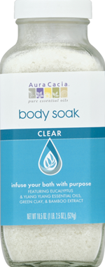 slide 1 of 1, Aura Cacia Clear Body Soak Eucalyptus & Ylang, 18.5 fl oz