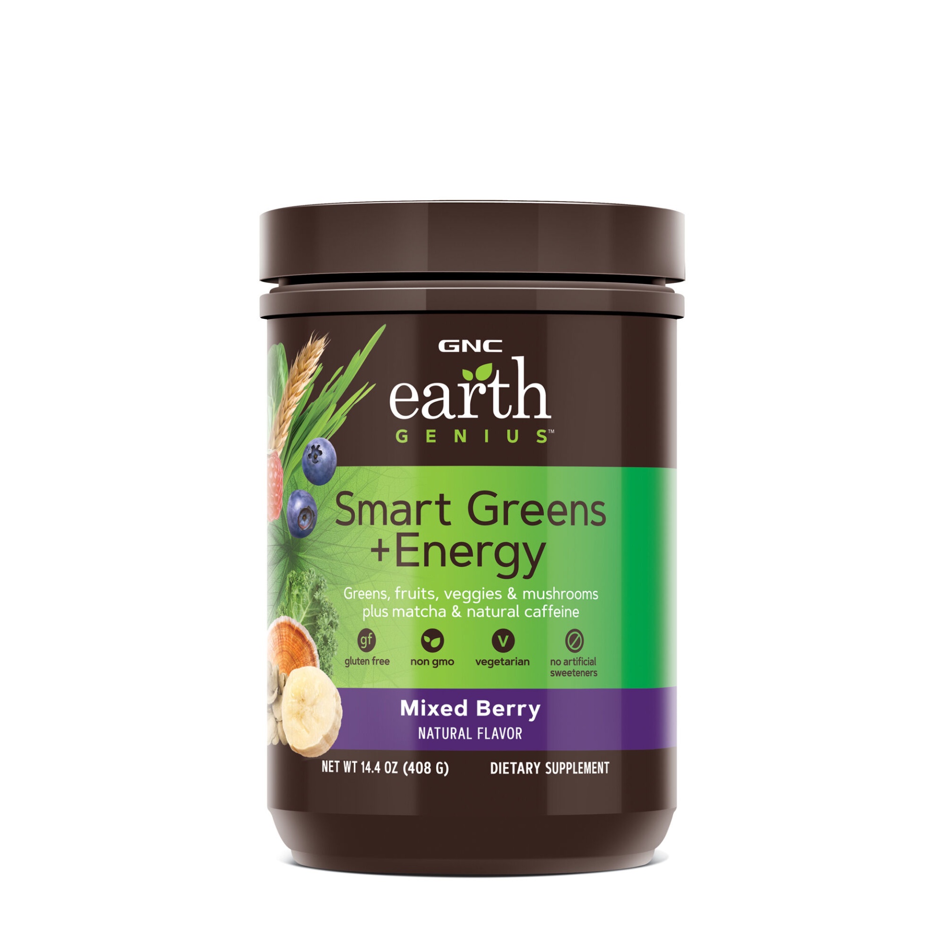 slide 1 of 1, GNC Earth Genius Smart Green + Energy - Mixed Berry, 1 ct