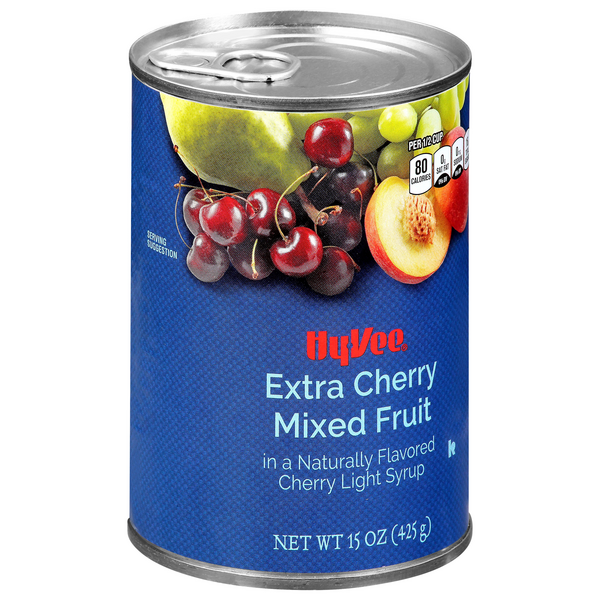 slide 1 of 1, Hy-Vee Mixed Fruit, Extra Cherry, 15 oz