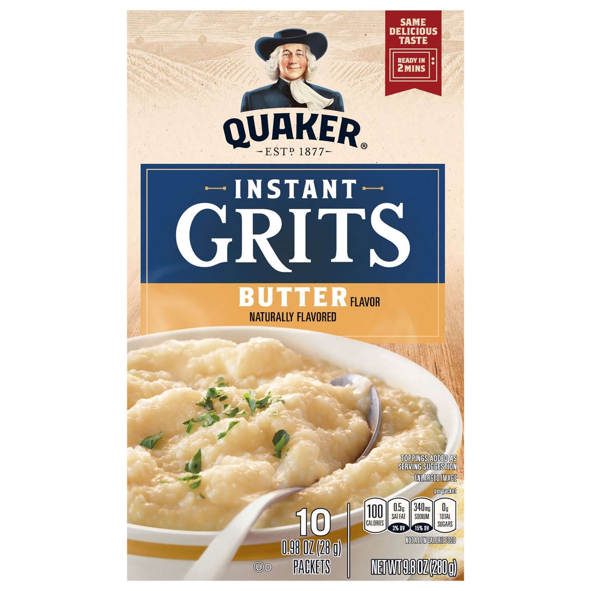 slide 1 of 11, Quaker Instant Grits Butter 0.98 Oz 10 Count, 10 ct