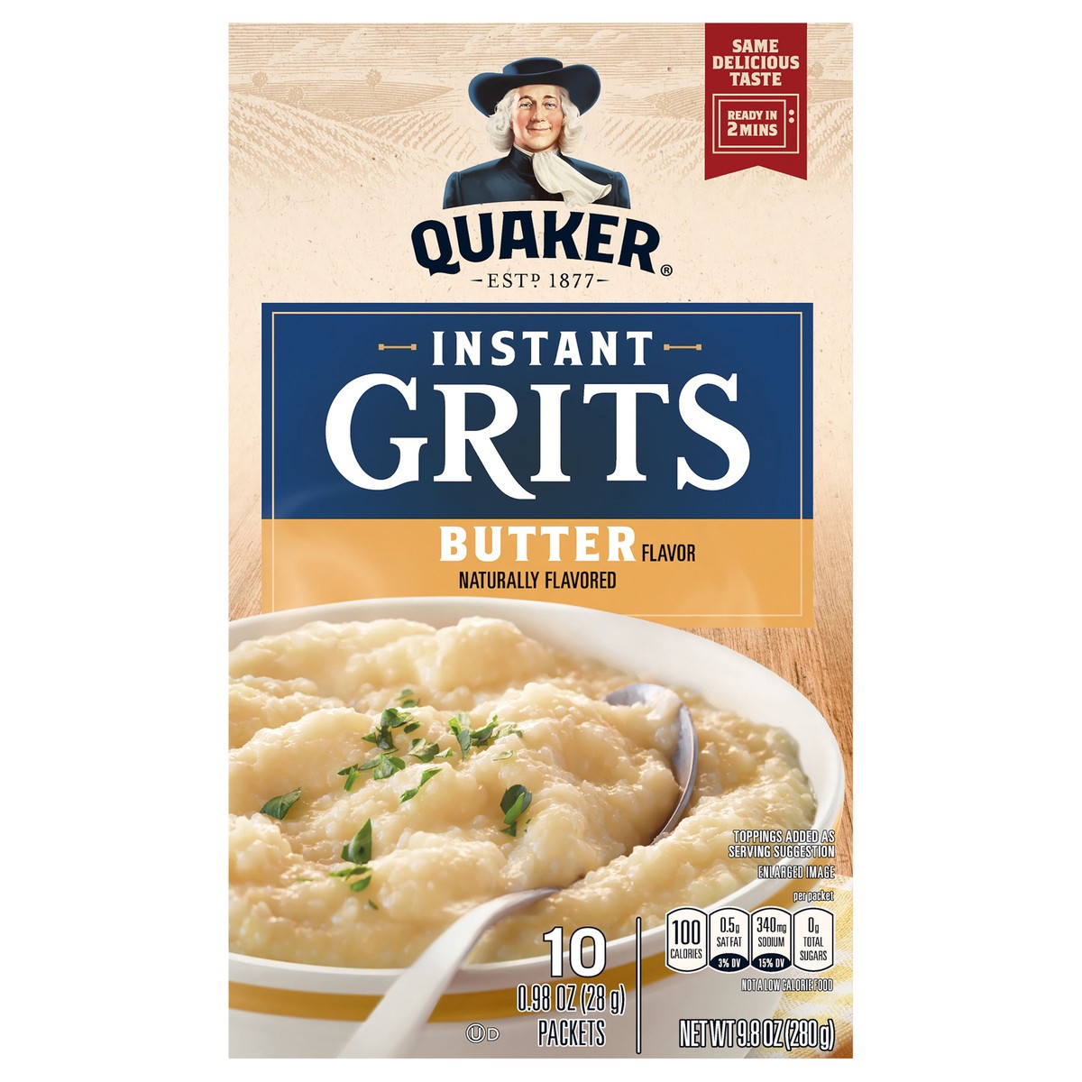slide 10 of 11, Quaker Instant Grits Butter 0.98 Oz 10 Count, 10 ct