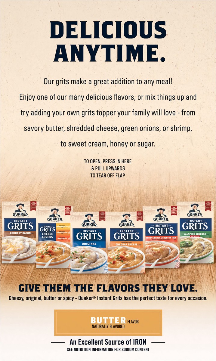 slide 3 of 11, Quaker Instant Grits Butter 0.98 Oz 10 Count, 10 ct