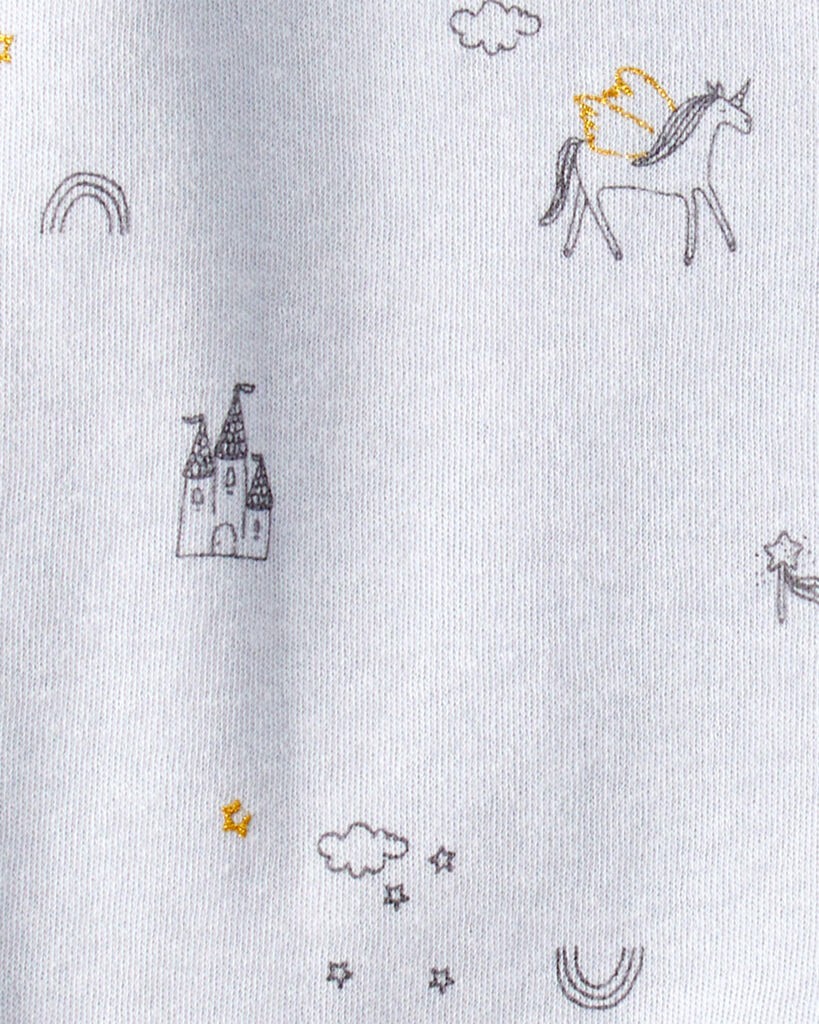 slide 2 of 3, Carter's Baby Girl Unicorn Star Print 100% Cotton Long-Sleeve 2-Way Zip Sleep & Play - Blue Blue 3M, 1 ct