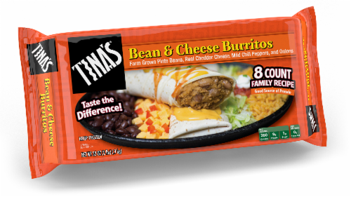 slide 1 of 1, Tina's Burrito, Bean & Cheese, 8 ct