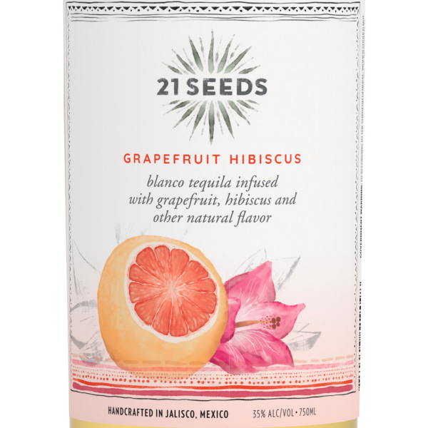 slide 19 of 19, 21SEEDS Grapefruit Hibiscus Infused Blanco Tequila Bottle, 750 ml