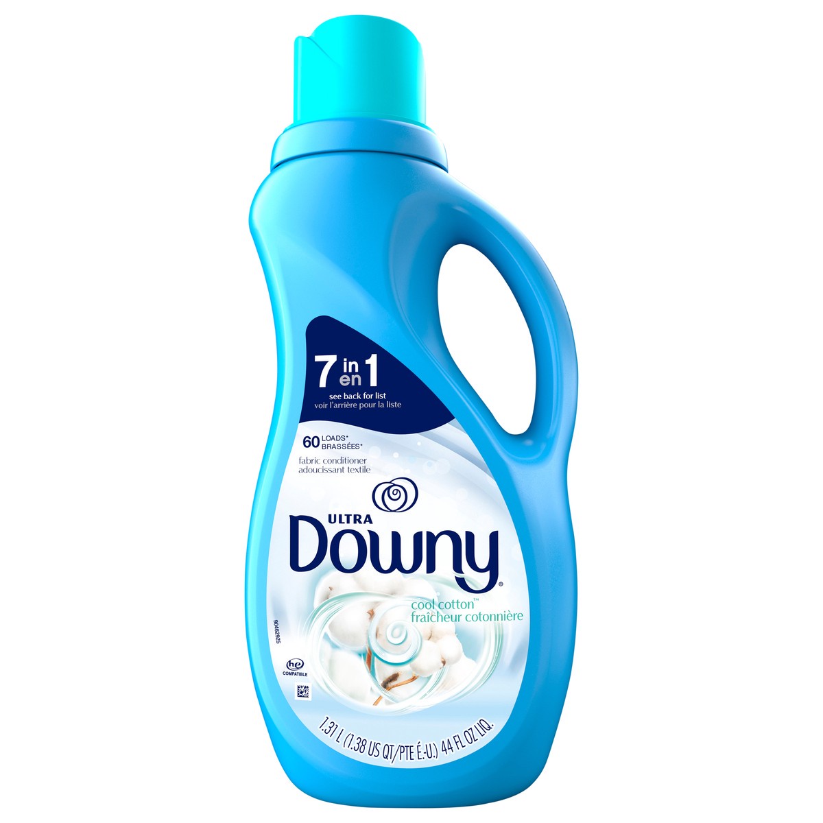 slide 5 of 7, Downy Ultra Laundry Liquid Fabric Softener (Fabric Conditioner), Cool Cotton, 44 fl oz, 60 Loads, 1.38 fl oz