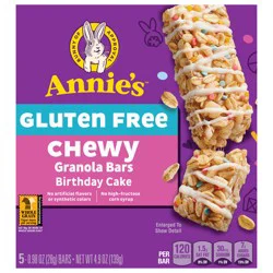 Annie''s Gluten Free Chewy Granola Bars, Birthday Cake, 5 Bars, 4.9 oz