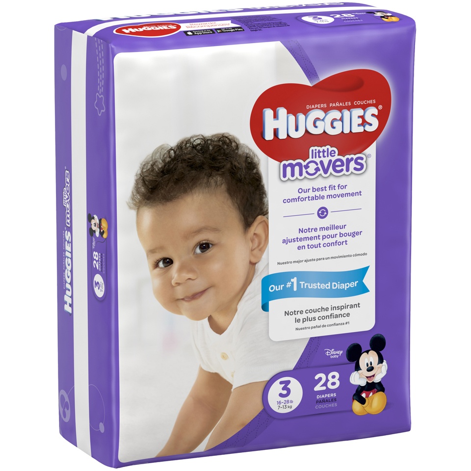 slide 2 of 3, Huggies Little Movers Diapers, Size 3, 28 ct