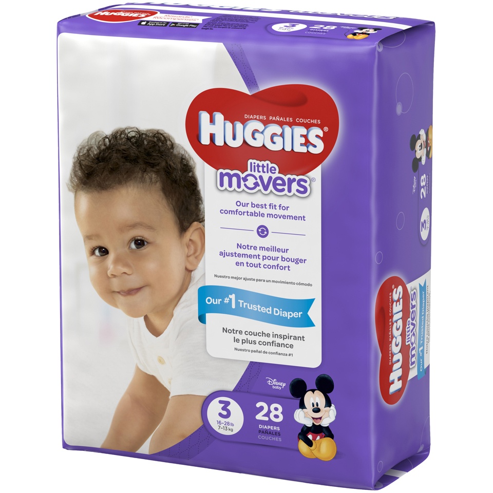 slide 3 of 3, Huggies Little Movers Diapers, Size 3, 28 ct