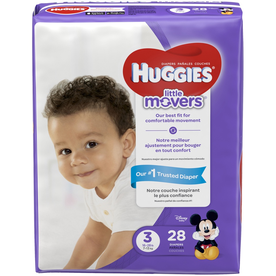 slide 1 of 3, Huggies Little Movers Diapers, Size 3, 28 ct