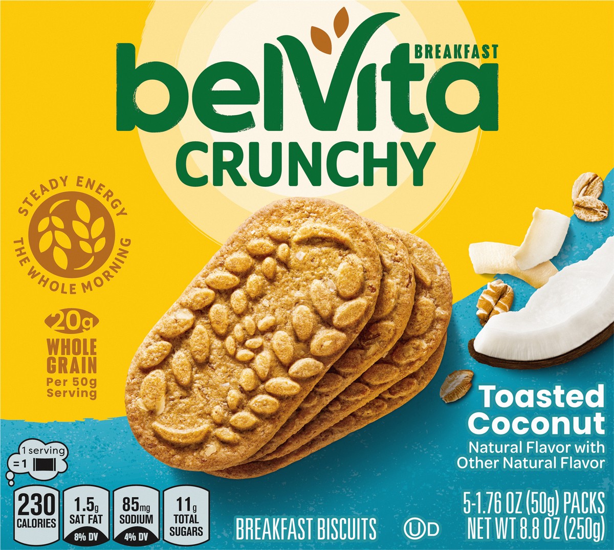 slide 6 of 9, Nabisco Belvita Toasted Coconut Breakfast Biscuits, 8.8 oz