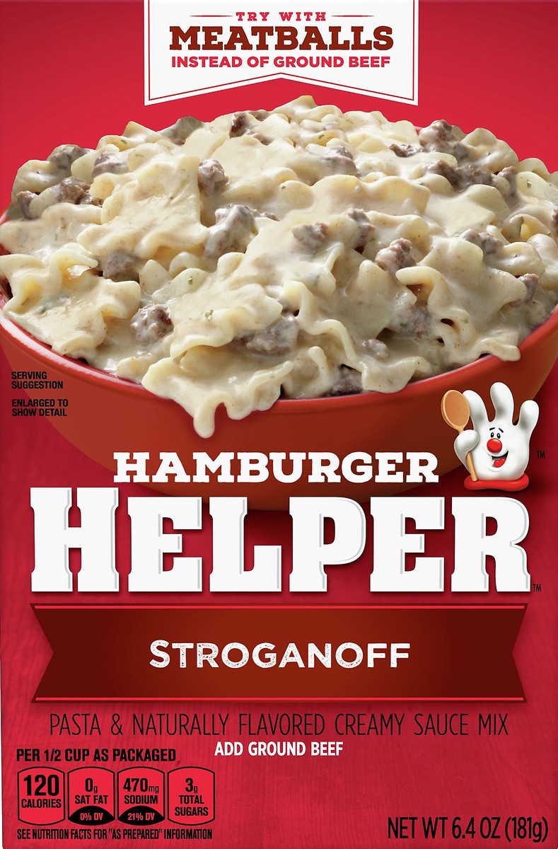 slide 5 of 9, Hamburger Helper Stroganoff, Pasta & Creamy Sauce Mix, 6.4 oz., 6.4 oz