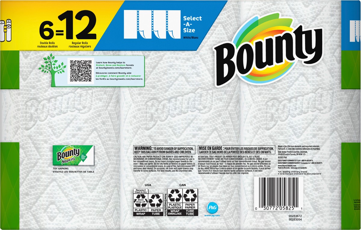 slide 5 of 5, Bounty Select-A-Size Paper Towels, 90 ct x 6 ct