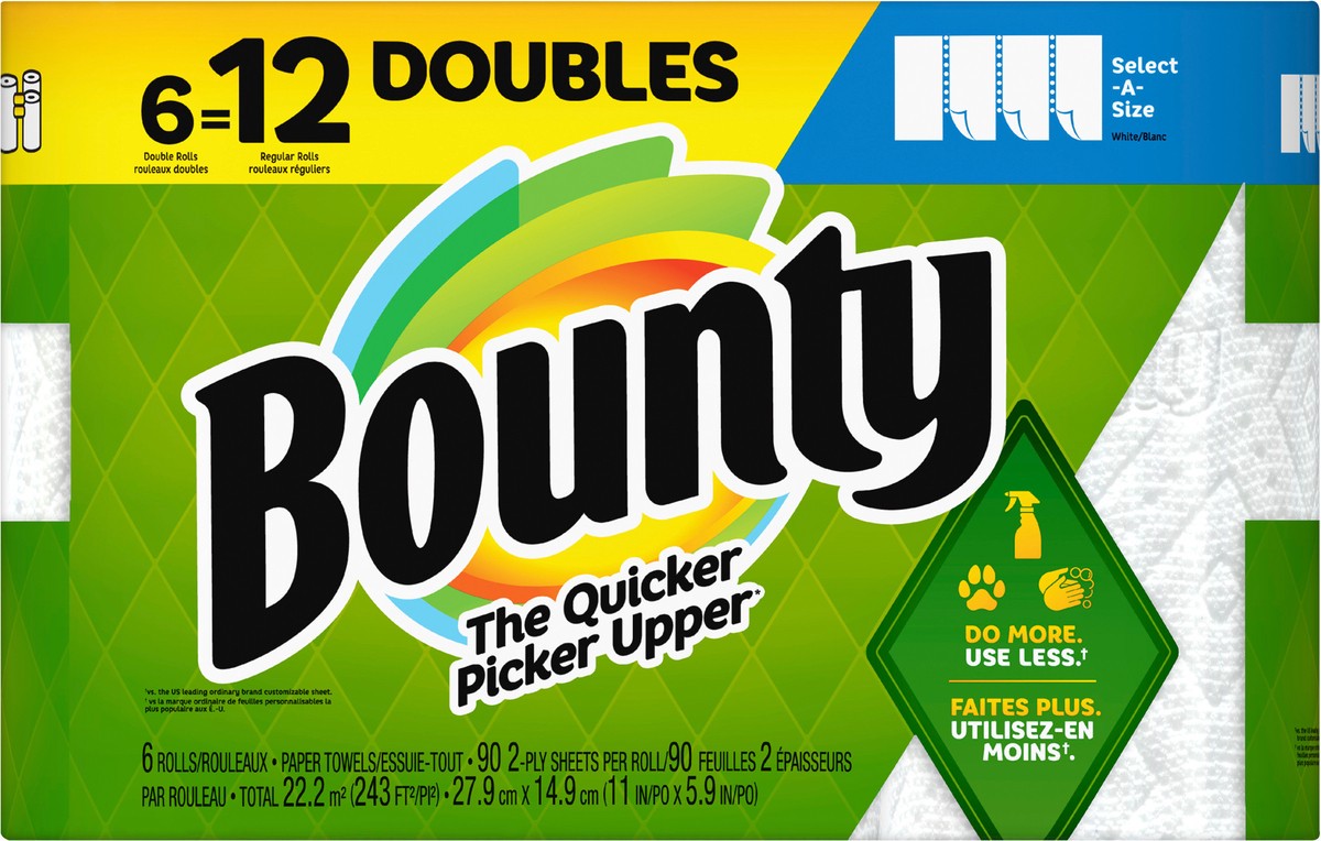 slide 3 of 5, Bounty Select-A-Size Paper Towels, 90 ct x 6 ct