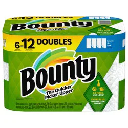 Bounty Select-A-Size Paper Towels, 6 Double Rolls, White, 90 Sheets Per Roll