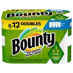 Bounty Select-A-Size Paper Towels, 6 Double Rolls, White, 90 Sheets Per Roll