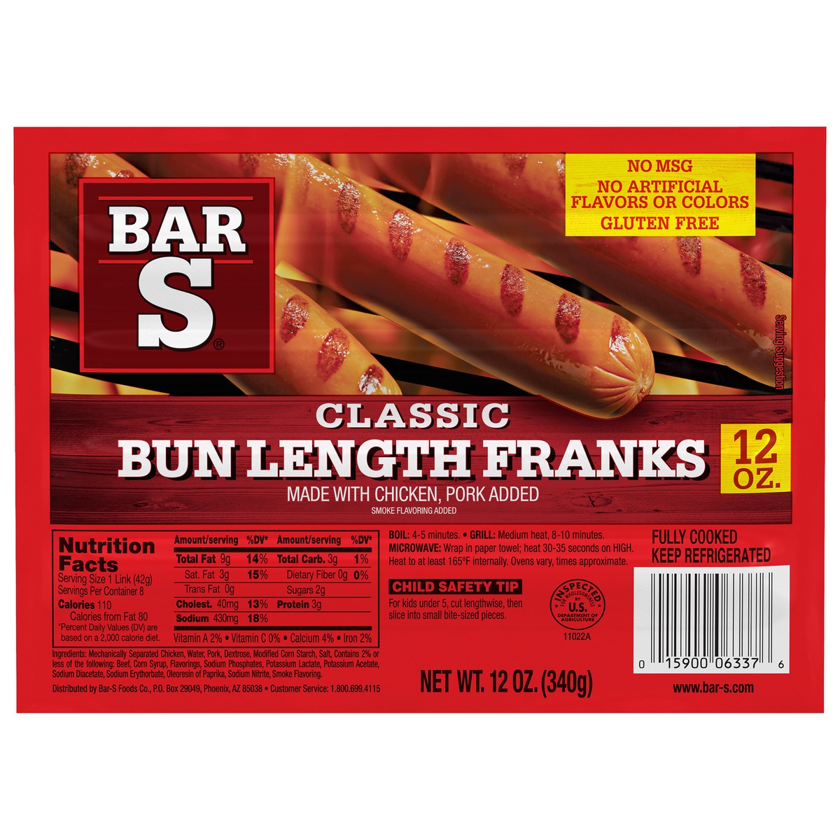 slide 10 of 14, Bar-S Classic Bun Length Franks 12 oz. Pack, 12 oz