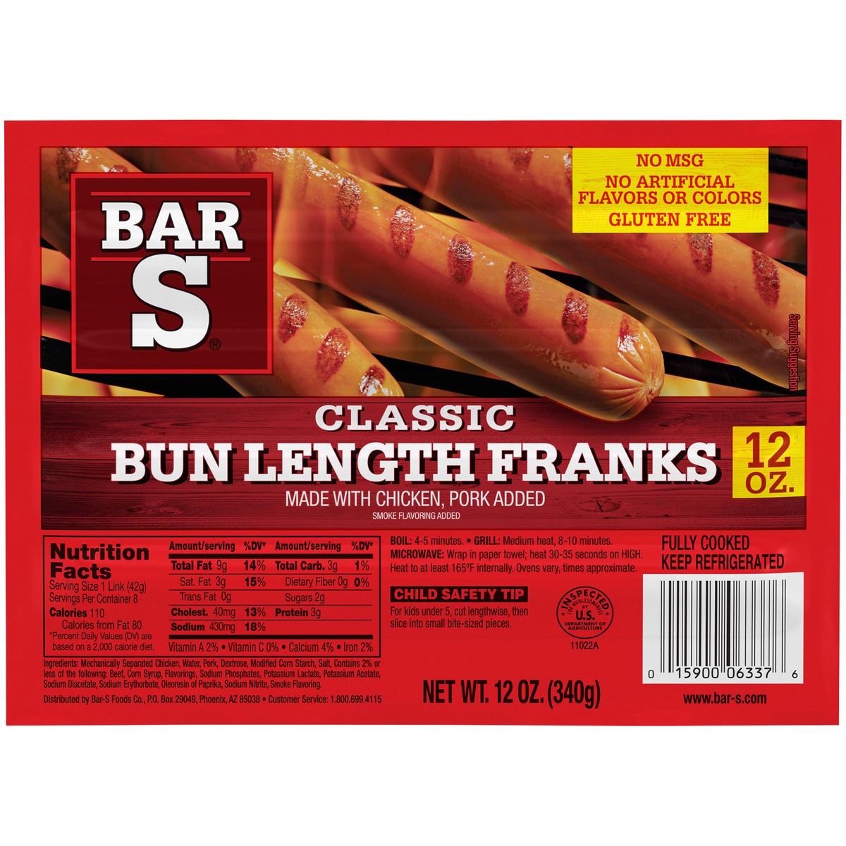 slide 1 of 14, Bar-S Classic Bun Length Franks 12 oz. Pack, 12 oz