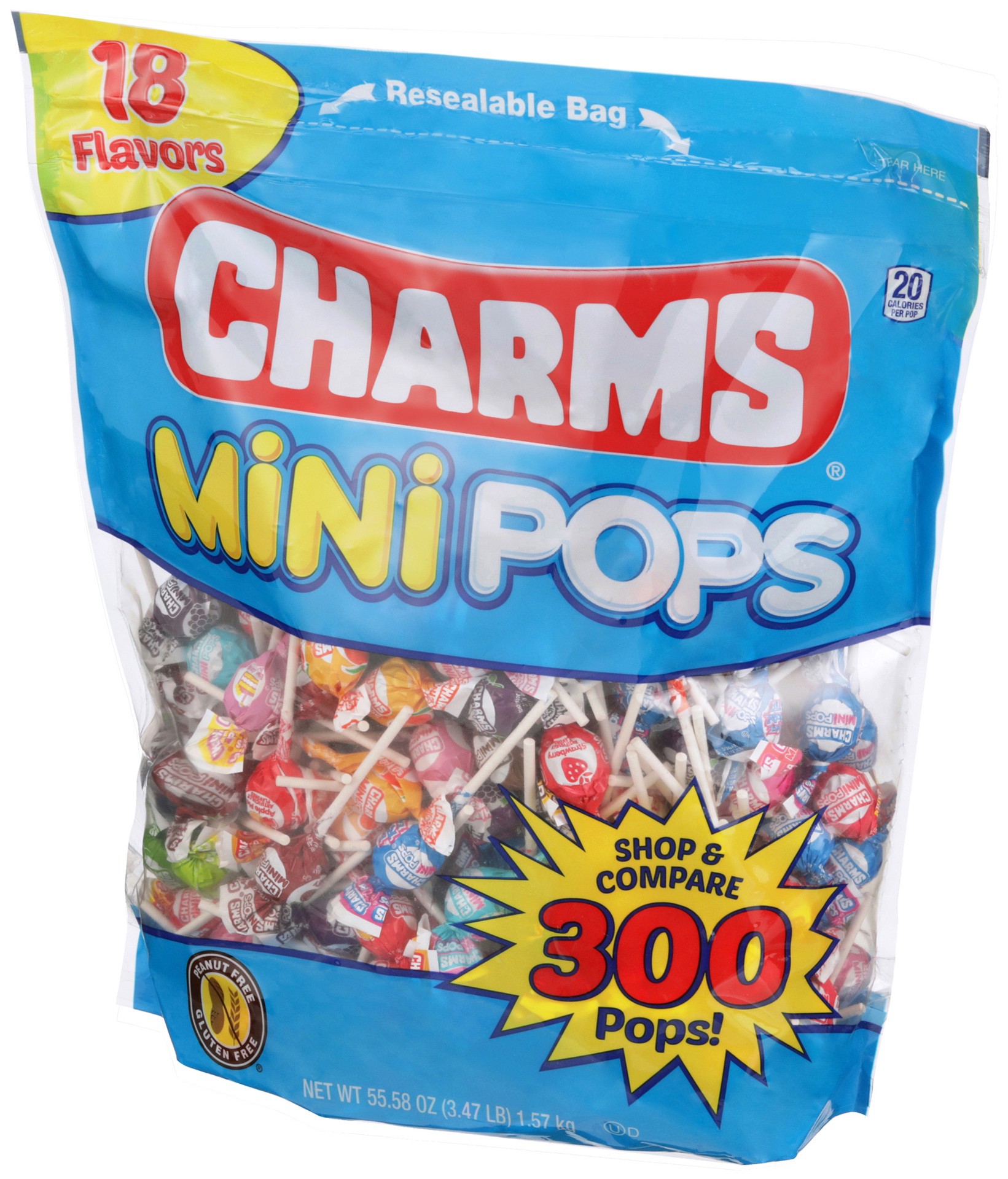 slide 2 of 4, Charms Mini Pops Assorted Flavor Lollipops 300 ct. Bag, 55.58 oz