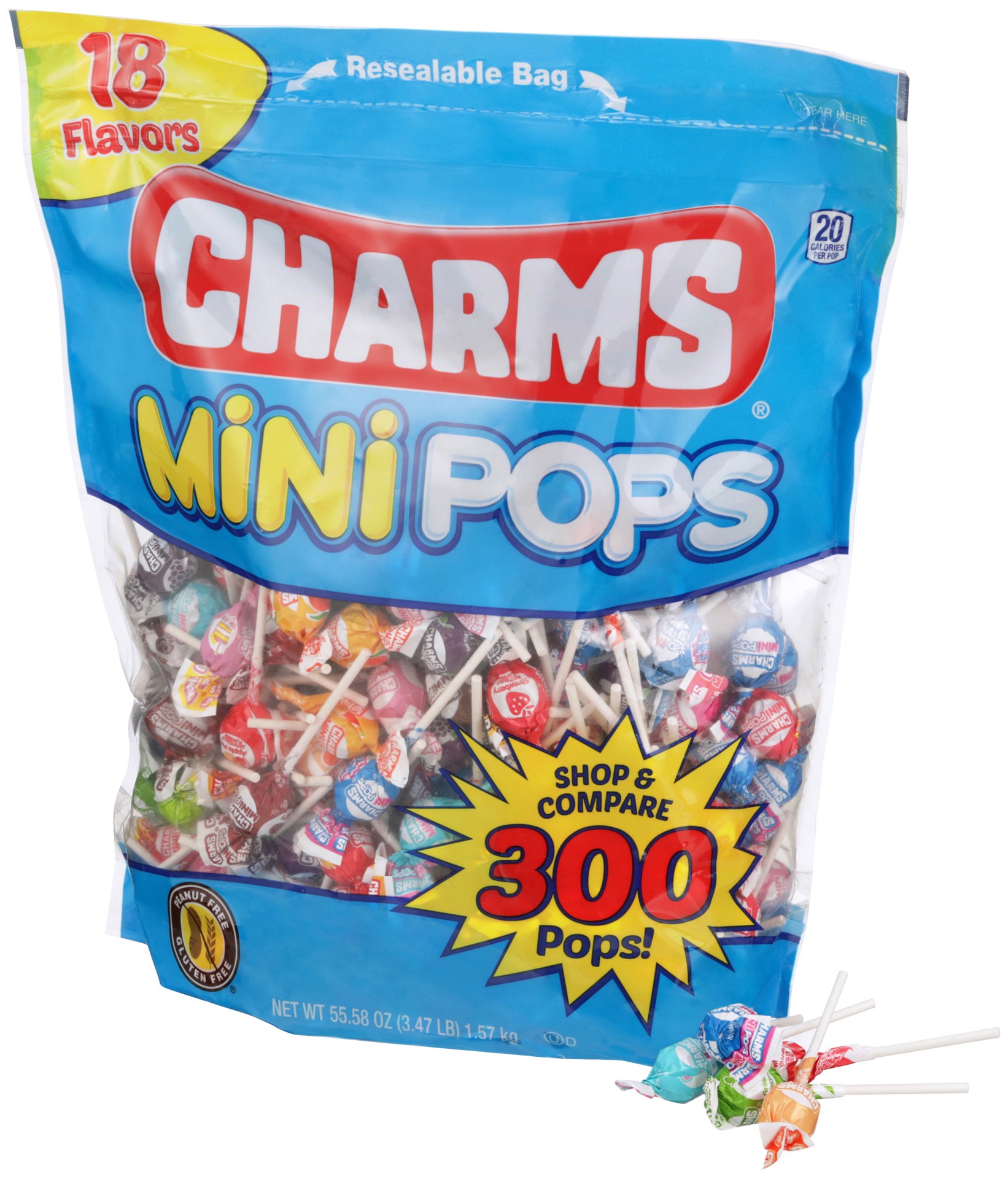 slide 4 of 4, Charms Mini Pops Assorted Flavor Lollipops 300 ct. Bag, 55.58 oz