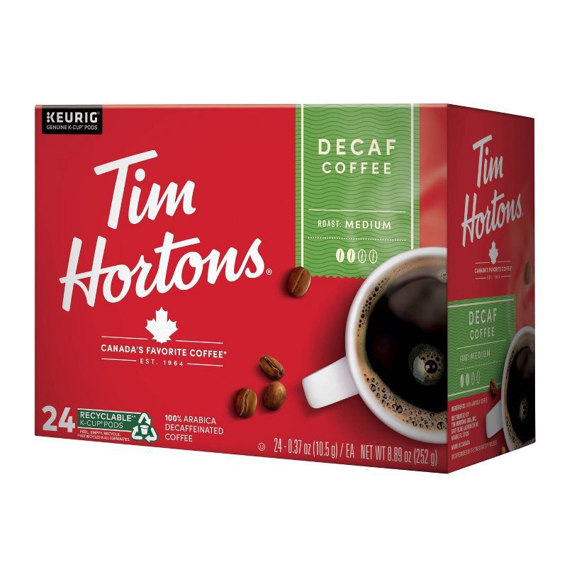 slide 2 of 5, Tim Hortons Decaffeinated Coffee Pods for Single Serve Coffee Makers, 24 ct