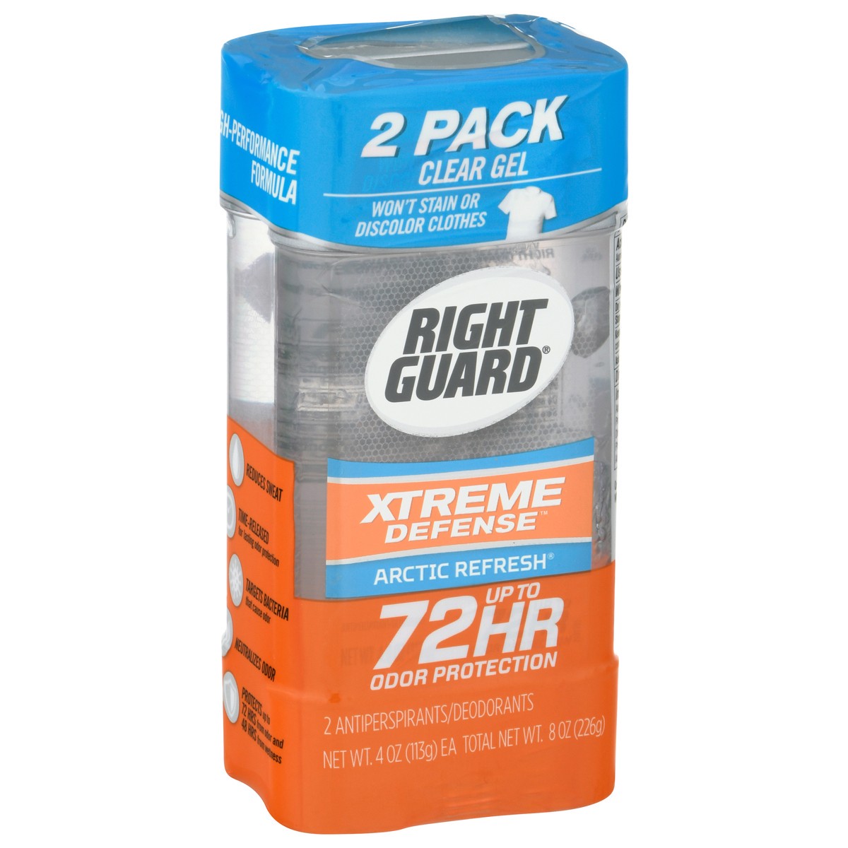 slide 2 of 9, Right Guard Xtreme Defense 2 Pack Clear Gel Arctic Refresh Antiperspirant/Deodorant 2 ea, 2 ct