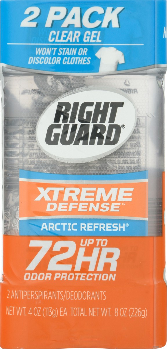 slide 5 of 9, Right Guard Xtreme Defense 2 Pack Clear Gel Arctic Refresh Antiperspirant/Deodorant 2 ea, 2 ct