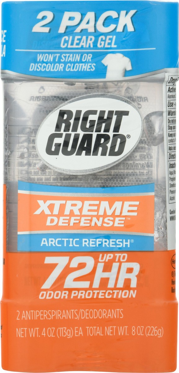 slide 6 of 9, Right Guard Xtreme Defense 2 Pack Clear Gel Arctic Refresh Antiperspirant/Deodorant 2 ea, 2 ct