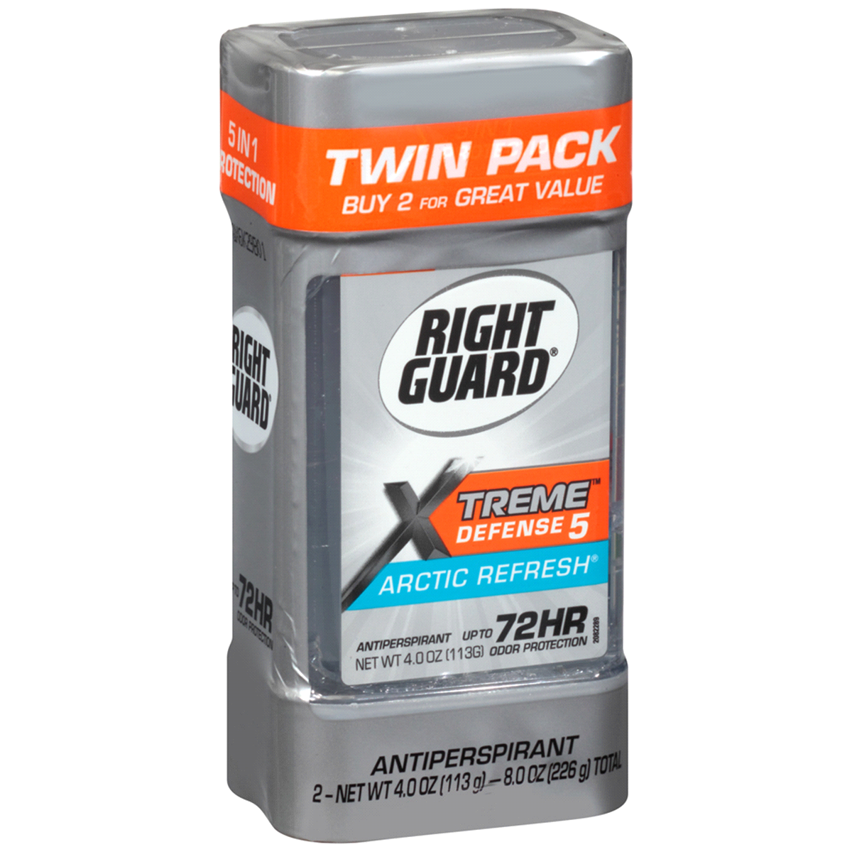 slide 1 of 1, Right Guard Total Defense 5 Antiperspirant Deodorant Arctic Refresh Gel Twin Pack, 8 oz
