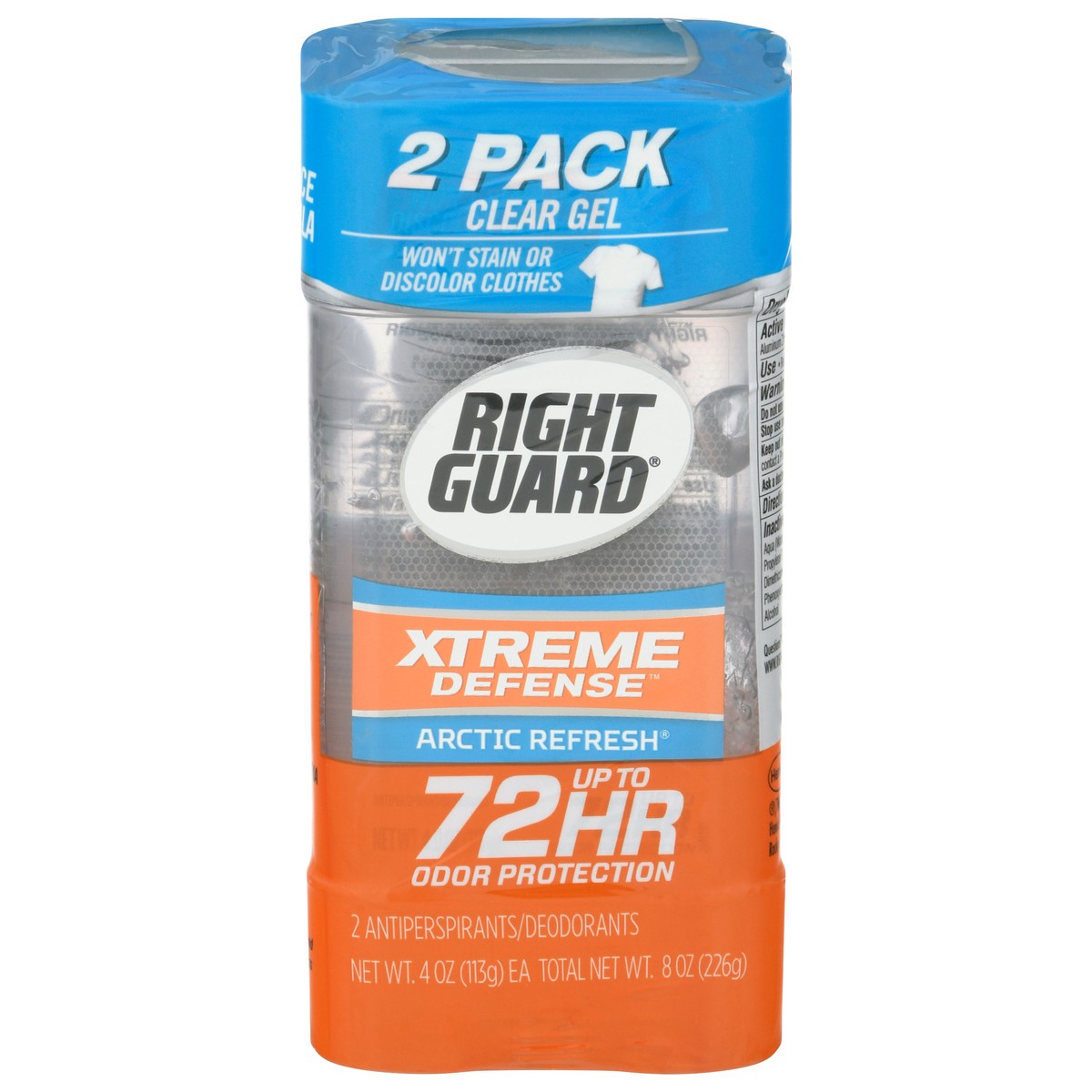 slide 1 of 9, Right Guard Xtreme Defense 2 Pack Clear Gel Arctic Refresh Antiperspirant/Deodorant 2 ea, 2 ct