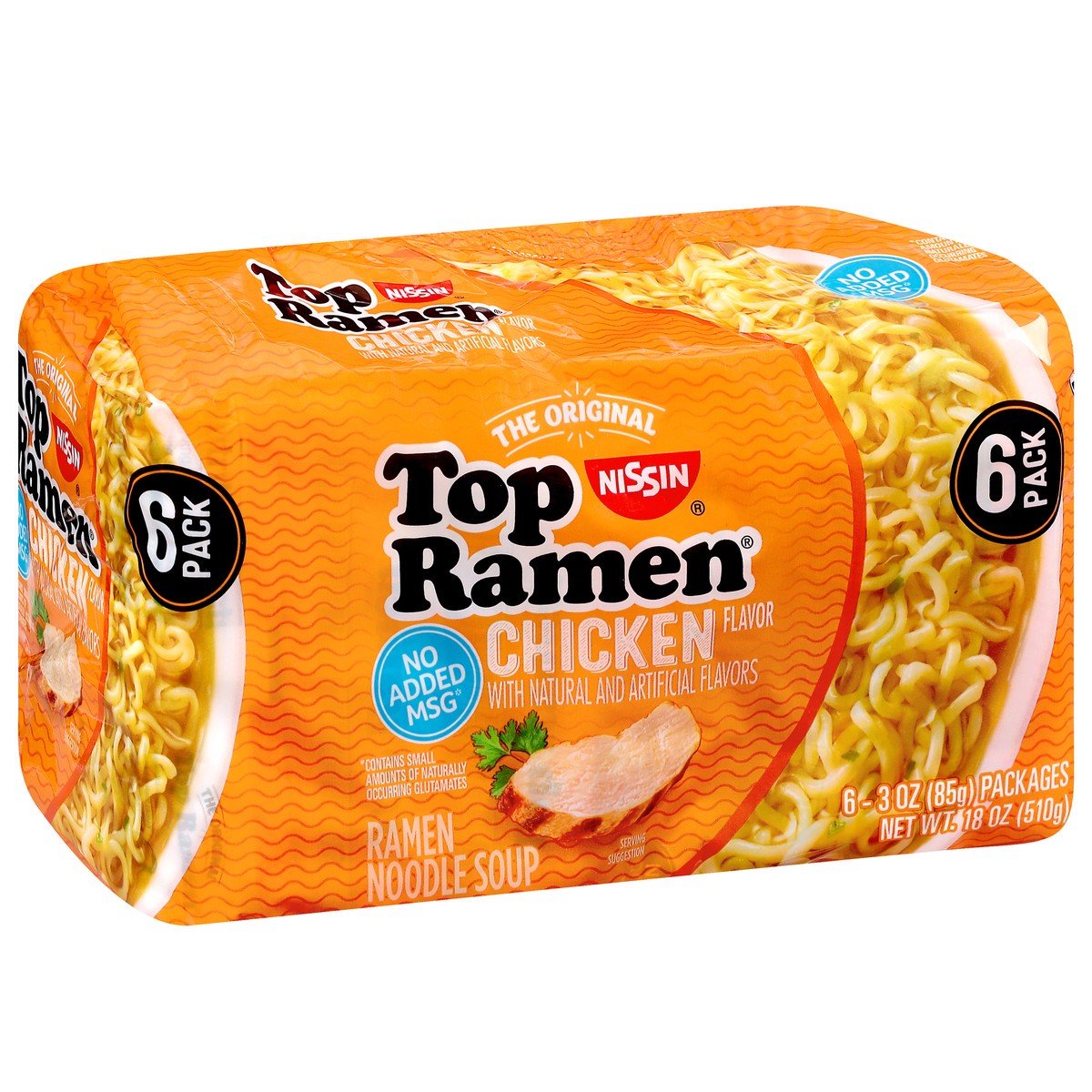 slide 2 of 9, Top Ramen 6 Pack Chicken Flavor Ramen Noodle Soup 6 - 3 oz Packages, 6 ct