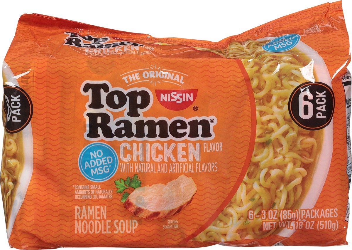slide 6 of 9, Top Ramen 6 Pack Chicken Flavor Ramen Noodle Soup 6 - 3 oz Packages, 6 ct