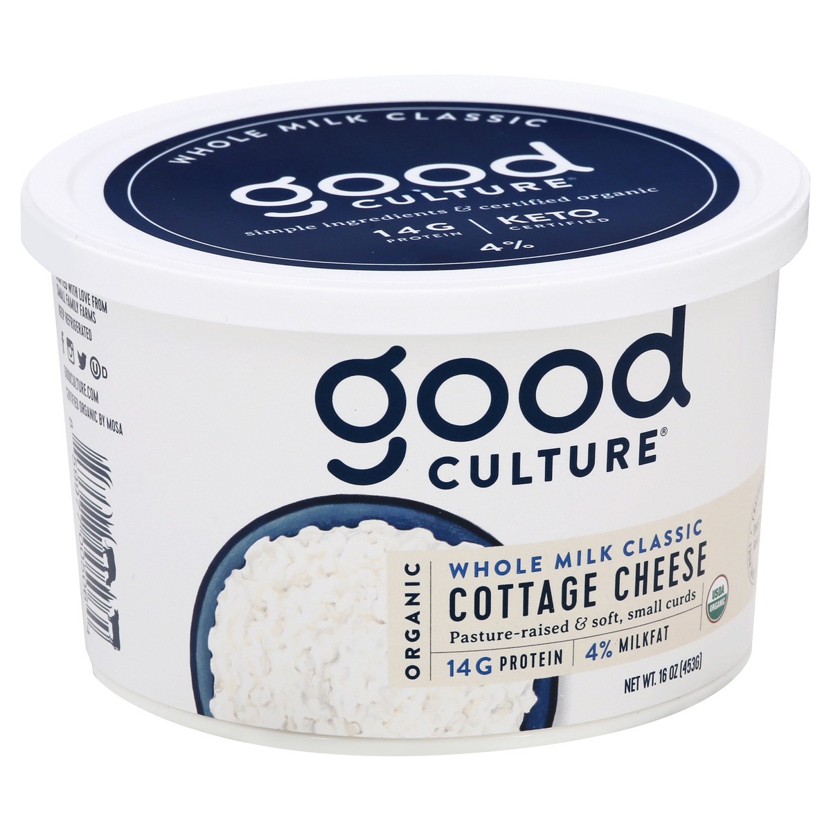 slide 8 of 9, good culture Organic Small Curd 4% Milkfat Whole Milk Classic Cottage Cheese 16 oz, 16 oz