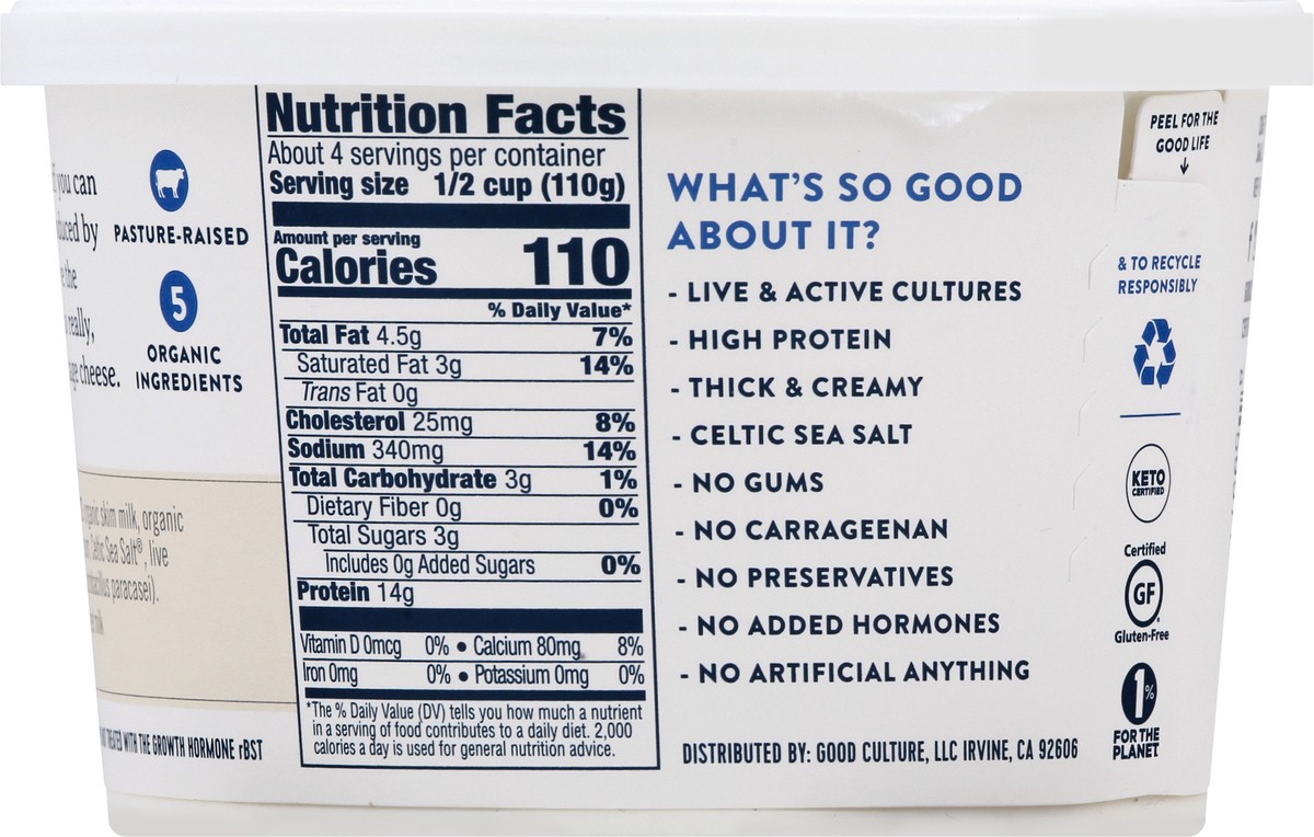 slide 5 of 9, good culture Organic Small Curd 4% Milkfat Whole Milk Classic Cottage Cheese 16 oz, 16 oz