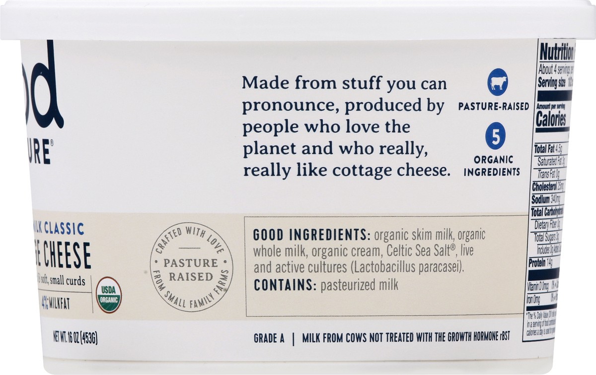 slide 2 of 9, good culture Organic Small Curd 4% Milkfat Whole Milk Classic Cottage Cheese 16 oz, 16 oz