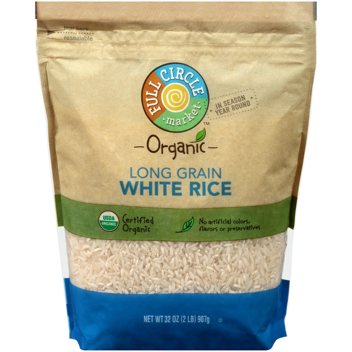 slide 1 of 9, Full Circle Market Long Grain White Rice, 32 oz